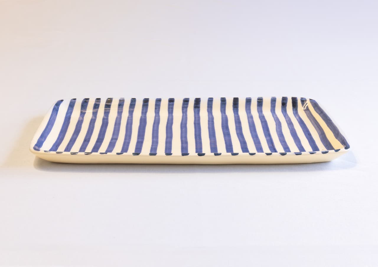 Marokkaanse Schaal – Handgemaakt Blauwe Strepen