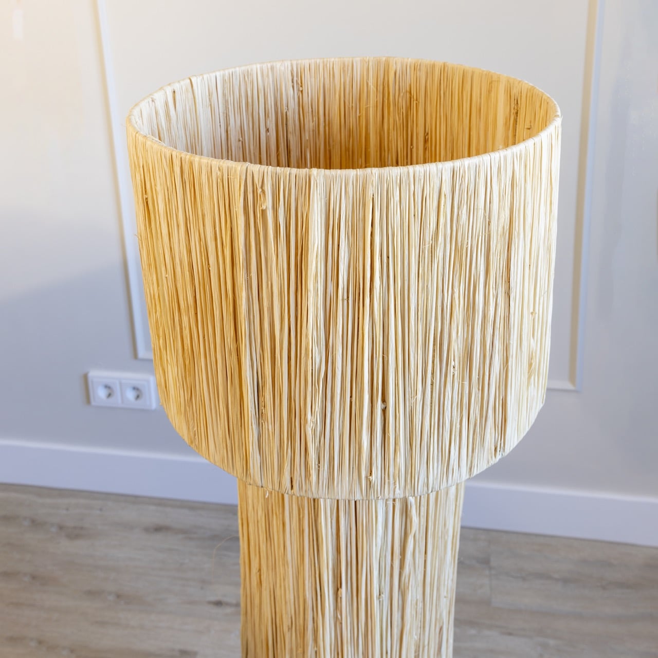 Vloerlamp raffia kap