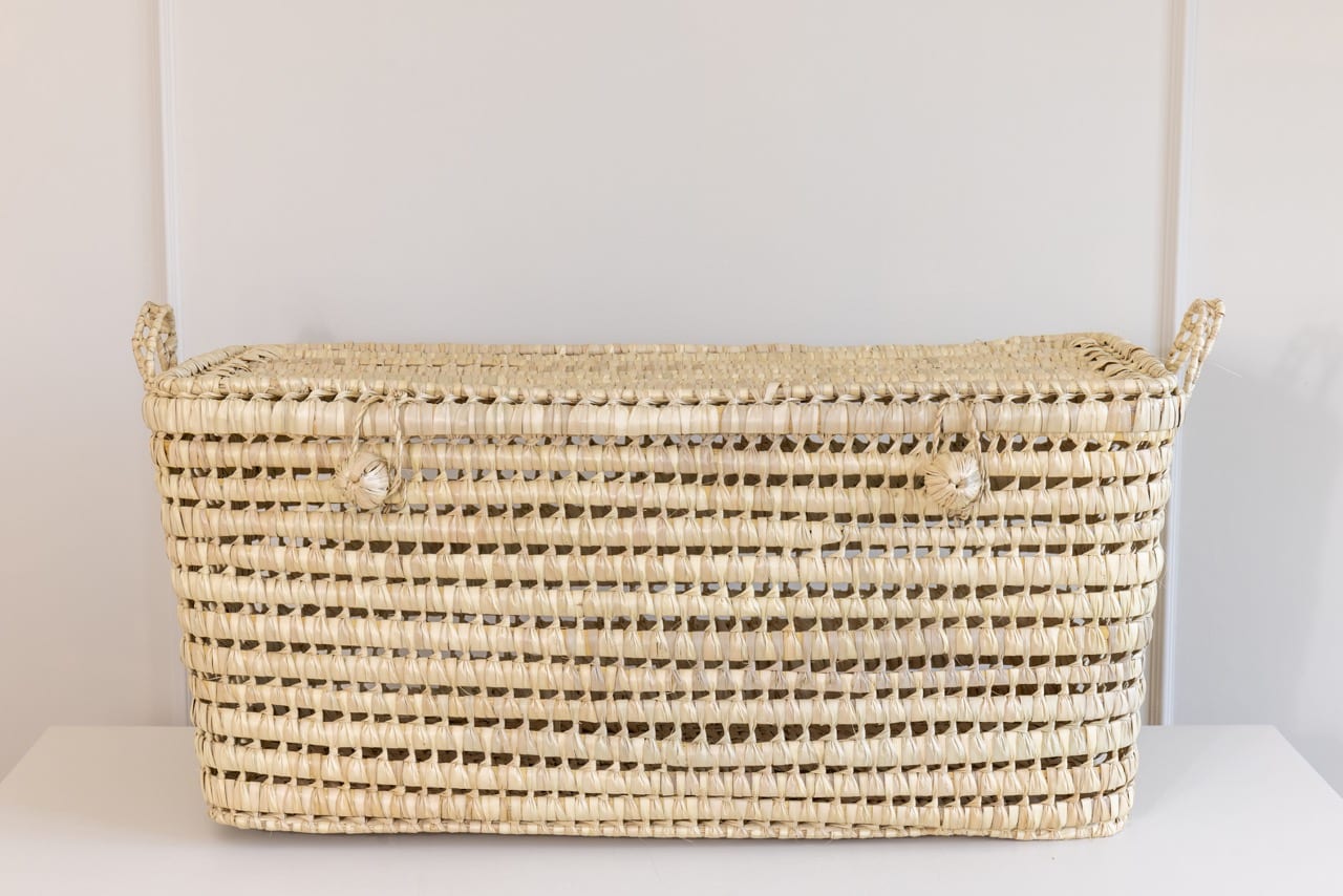 Marokkaanse opbergmand XL - Gevlochten Plamblad