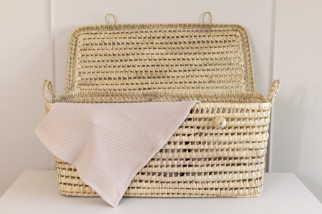 Marokkaanse opbergmand XL - Gevlochten Plamblad - Afbeelding 2