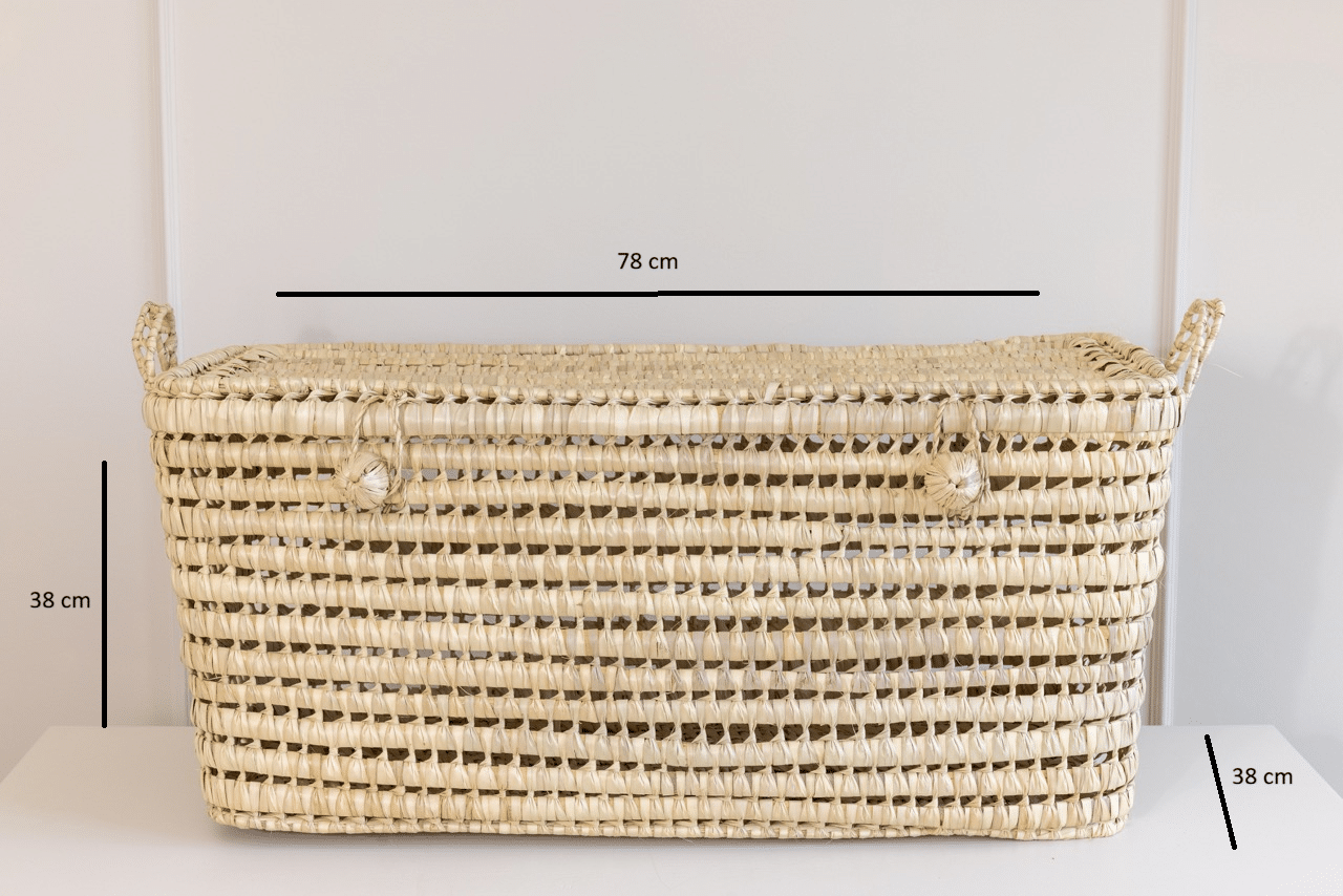 Marokkaanse opbergmand XL - Gevlochten Plamblad - Afbeelding 4